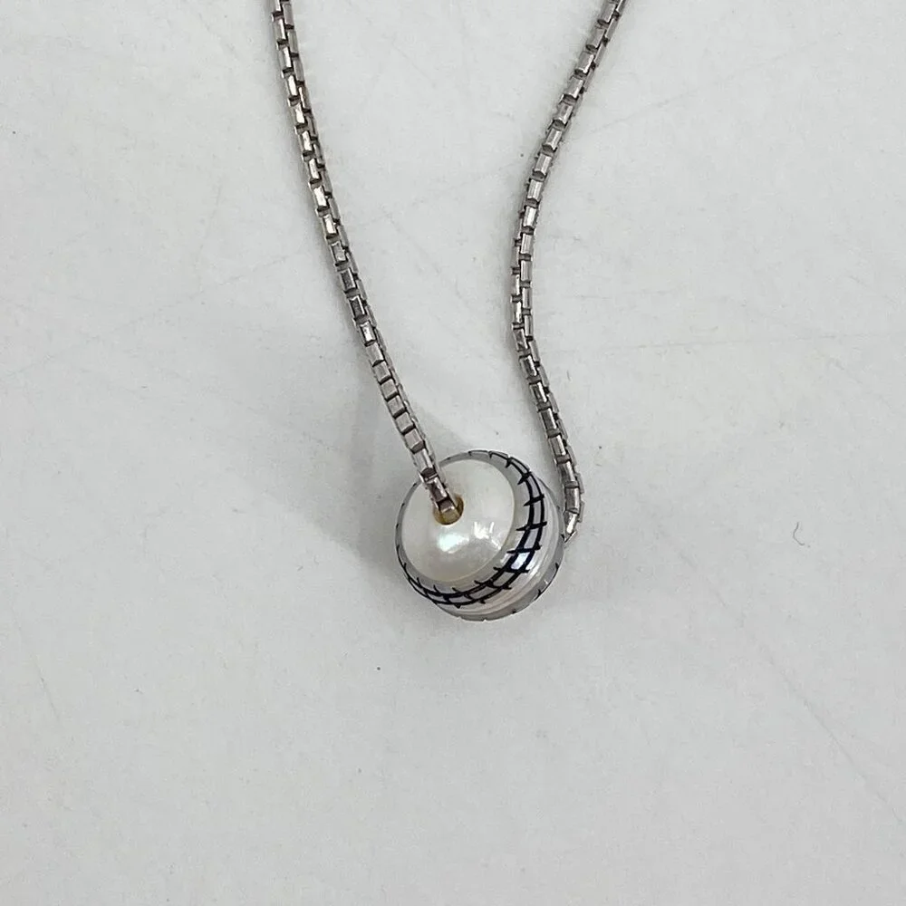 Sterling Silver 925 Necklace With Baseball / SoftBall Pendant